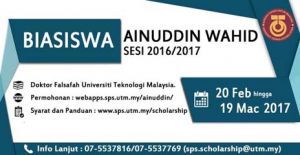Biasiswa Tan Sri Ainuddin Wahid 2017 UTM