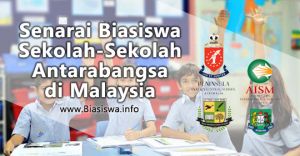 senarai biasiswa sekolah-sekolah antarabangsa di malaysia